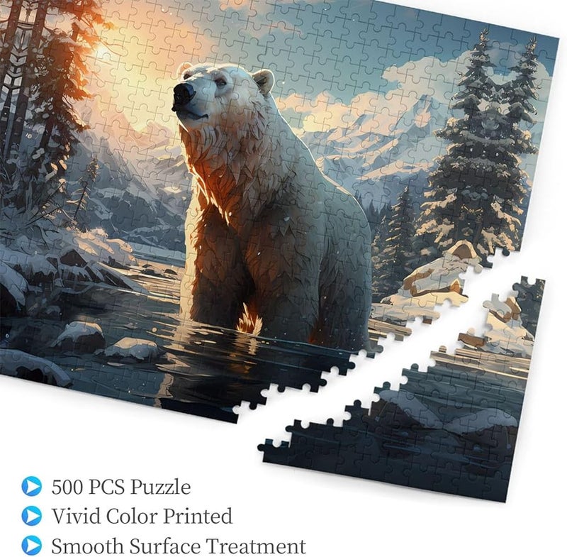 Phayah Polar Bear In Winter Jigsaw Puzzle 500 Pieces For Adults Home Decor Gift - Image 3