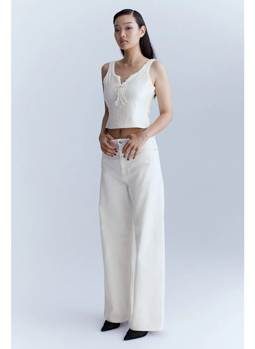 H&M Bow-Detail Sequined Top
