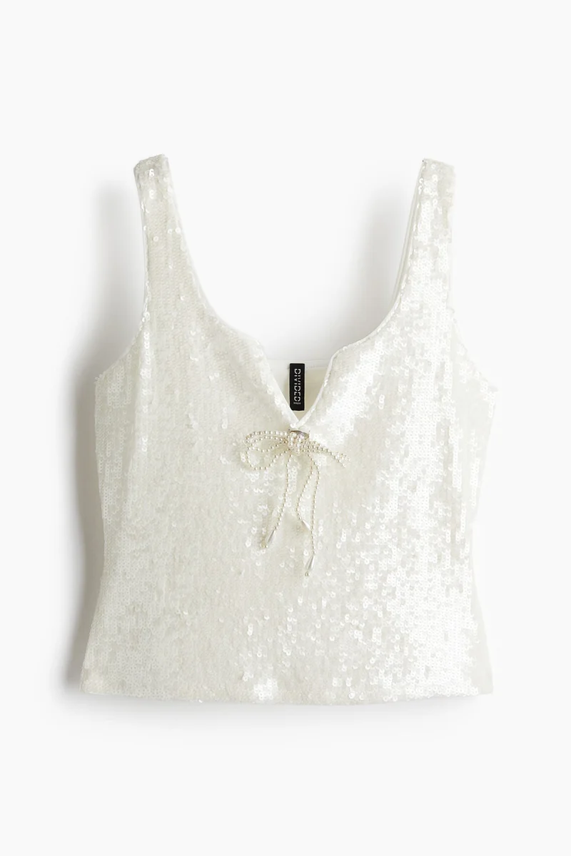 H&M Bow-Detail Sequined Top