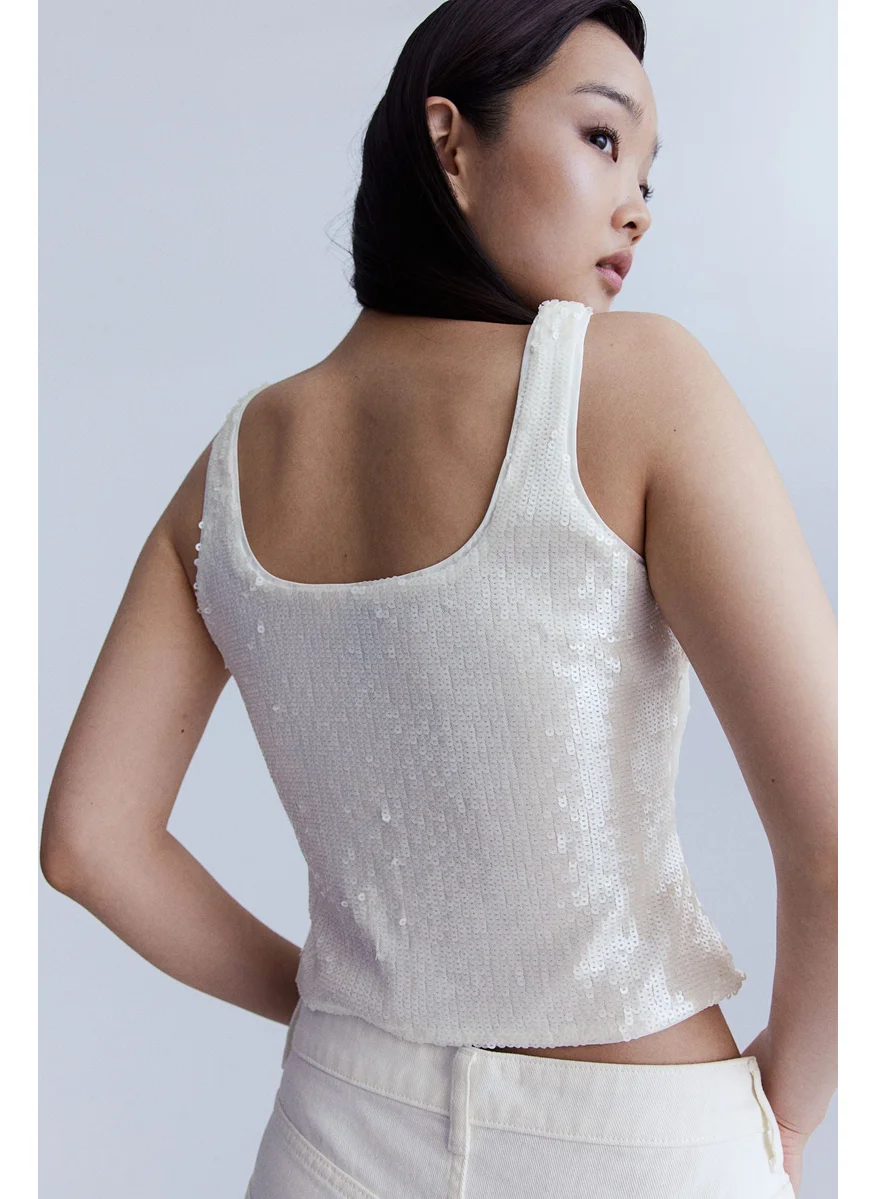H&M Bow-Detail Sequined Top