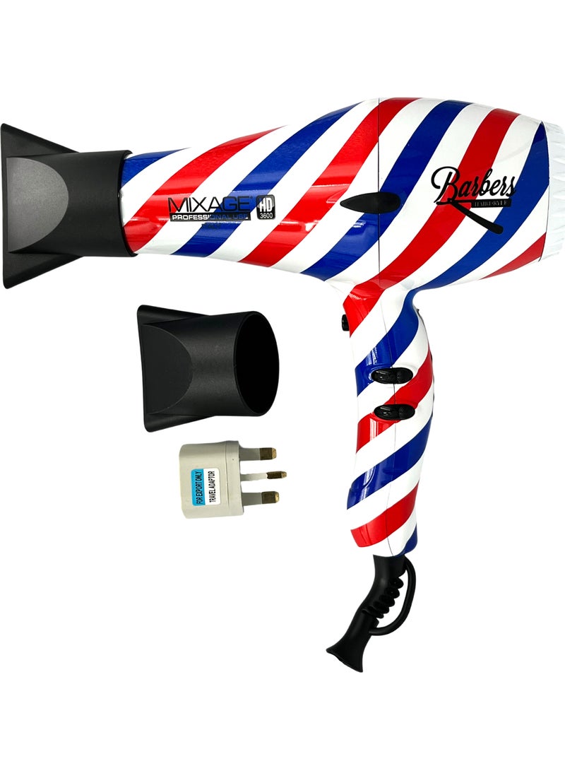 Barber Professional 2000W Hair Dryer with Dual Fan Speeds and Temperature Settings - Image 2