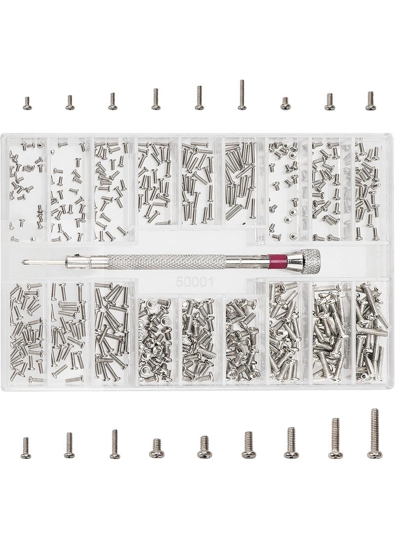 Tiny Micro Repair Screw Kit, M1.2/M1.4/M2 Screws for Electronics, Laptops, Glasses, Watches, SSD M.2 Hard Drives, Computer Replacement Fastener (500 Pcs) - Image 1