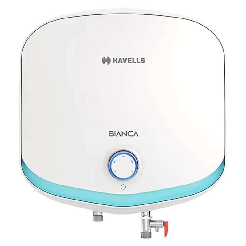 Havells Havells Bianca 10L Storage Water HeaterGeyser5 Star Temp Sensing LED KnobAnti Rust TankWarranty7 Yr on TankFree Installation With Shock Safe Plug Flexi PipeHigh Rise CompatibleWhite Blue  - Image 1