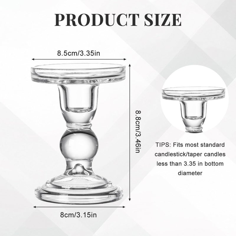 UPSTORE Glass Candle Holder Clear Pillar Candle Stand Candlestick for Dinner Table Wedding Party Home Decoration (Height 3.5 inch) - Image 2