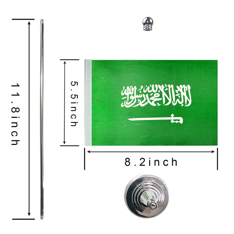 EMODA USA & Saudi Arabia Table Flags Set – Mini Desk Flags with Stand Base (8.2x5.5x11.8 cm) – Dual National Flag Decoration for Office, Home, Events, and International Festival Displays - Image 2