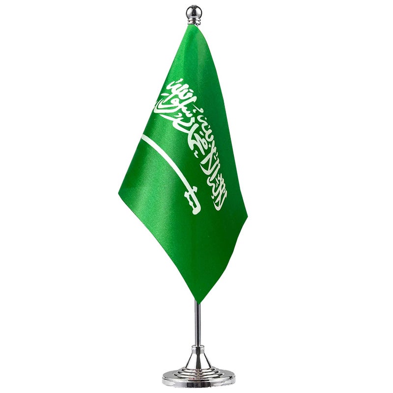 EMODA USA & Saudi Arabia Table Flags Set – Mini Desk Flags with Stand Base (8.2x5.5x11.8 cm) – Dual National Flag Decoration for Office, Home, Events, and International Festival Displays - Image 1