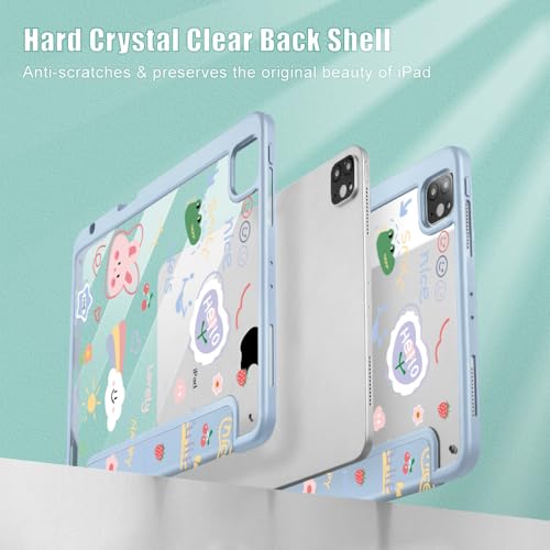 May Chen for iPad Pro 11 inch M2 4th Generation 2022, iPad Pro 11 3rd/2nd/1st Gen, Case with Transparent Shockproof Back Cover [Built-in Pencil Holder, Auto Sleep/Wake, Cartoon Stick Figure - Image 4