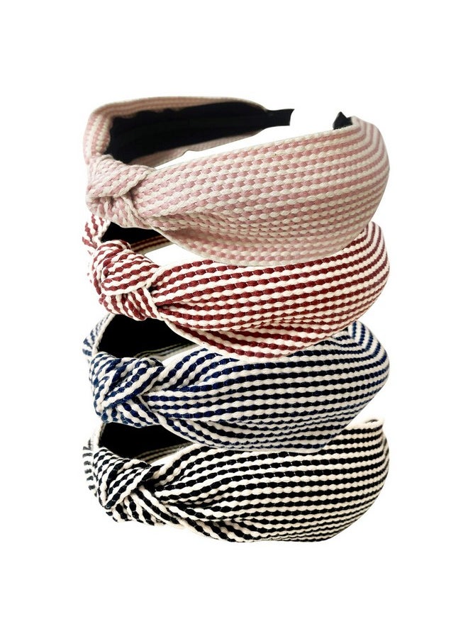 Jseng - 4Pc Handmade Braid Headband Cloth Cross Knot Elastic Hair Hoop Sweet Wide Hairband For Women Girls - Image 1