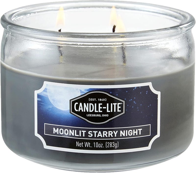 Candle-Lite Everyday Scented Moonlit Starry Night 3-Wick Jar Candle, 10 oz, Gray - Image 1