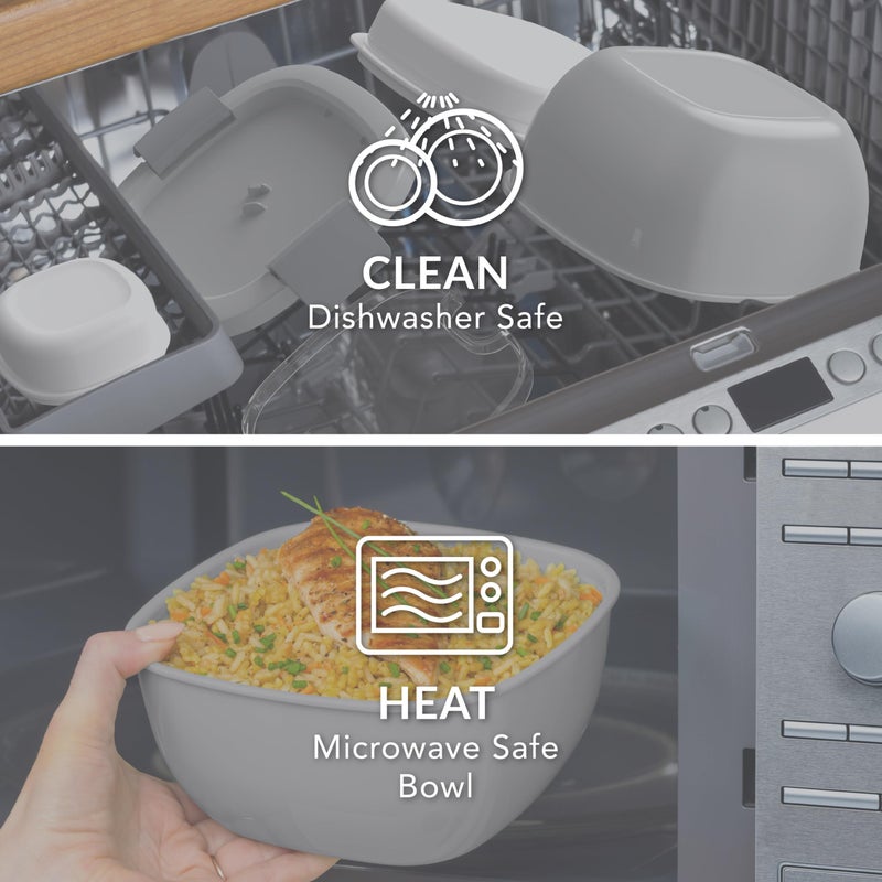 Bentgo Salad Container - 54 oz Bowl with 4-Compartment Toppings Tray, Leak-Proof Dressing Container, Reusable Fork, BPA-Free Lunch Box for Meal Prep & Food Storage; Removable Bento Tray (Gray) - Image 5