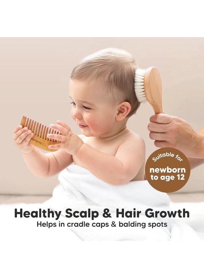KeaBabies Baby Hair Brush and Comb Set for Newborn - Wooden Baby Hair Brush Set with Soft Goat Bristle, Baby Brush Set for Newborns, Baby Brush and Comb Set Girl, Boy, Toddler Cradle Cap Brush - Image 3