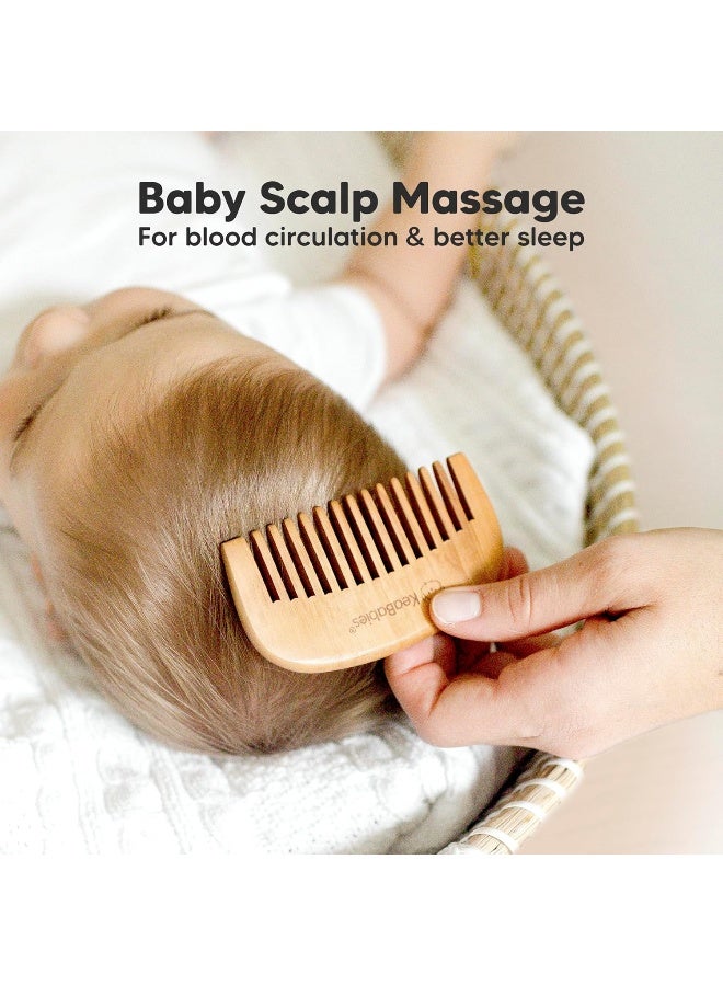 KeaBabies Baby Hair Brush and Comb Set for Newborn - Wooden Baby Hair Brush Set with Soft Goat Bristle, Baby Brush Set for Newborns, Baby Brush and Comb Set Girl, Boy, Toddler Cradle Cap Brush - Image 5