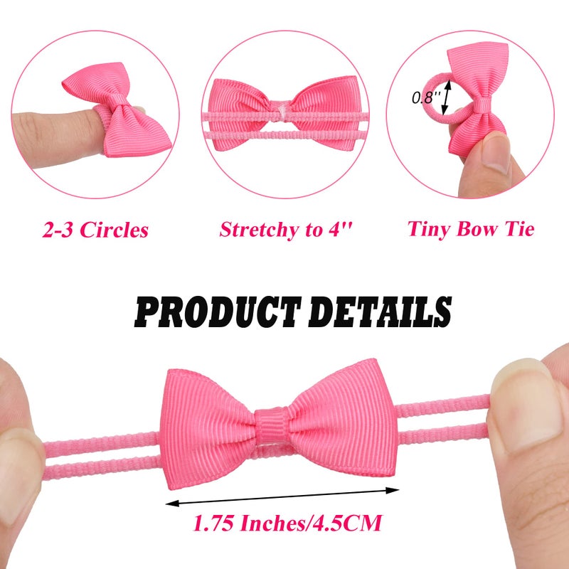 BBgifts 80PCS Tiny Hair Ties With Bows Baby Bows Rubber Bands Hair Ties Soft Elastics Ponytail Holders Hair Accessories for Infants Toddlers Baby Girls Multi-colored - Image 2