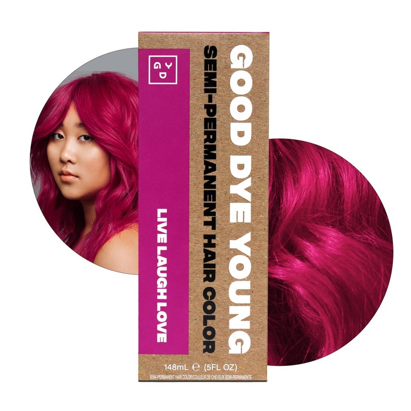 Good Dye Young SemiPermanent Hair Color Vegan and CrueltyFree Magenta Pink Hair Dye Last up to 24 Washes NonDamaging Conditioning Hair Color 5FL OZ Live Laugh Love