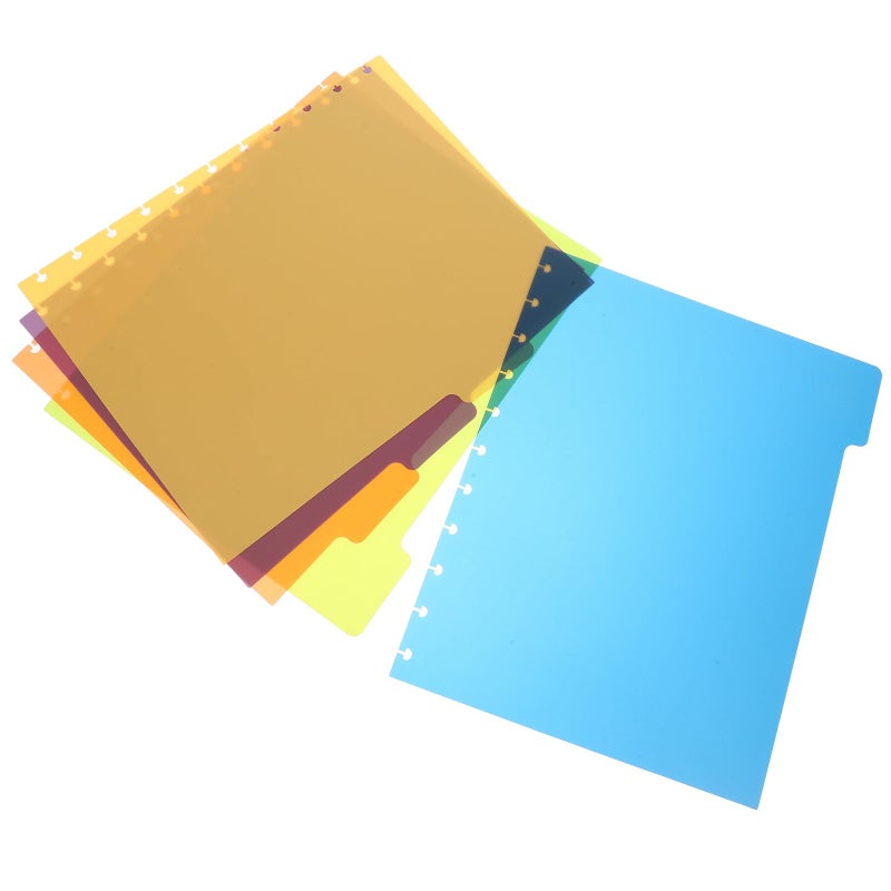 Discbound Notebook Dividers With Removable Tabs 11x8.5 Inch Frosted Plastic Multi Color Mushroom Hole - Image 2