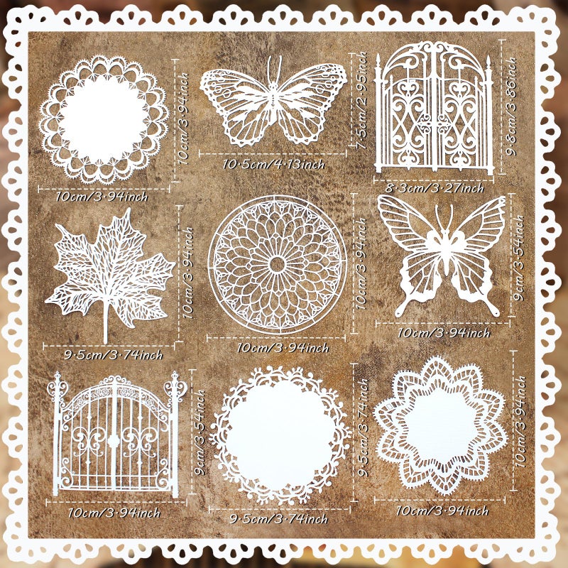 Anvin 30 Pcs Scrapbook Lace Paper Vintage Background Paper Cutouts Leaves, Frames, Flowers, Butterfly Hollow Decorative Paper for Scrapbooking, Junk Journal, Art Journaling, Card Making, Planner, DIY - Image 2