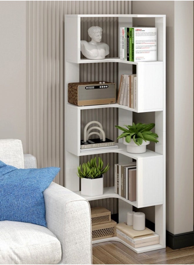Raffine Multi Tiers Corner Bookshelf Bookcase Storage Rack Wood Corner Bookshelf for Study Room Living Room Office 30x30x160 cm  - Image 2