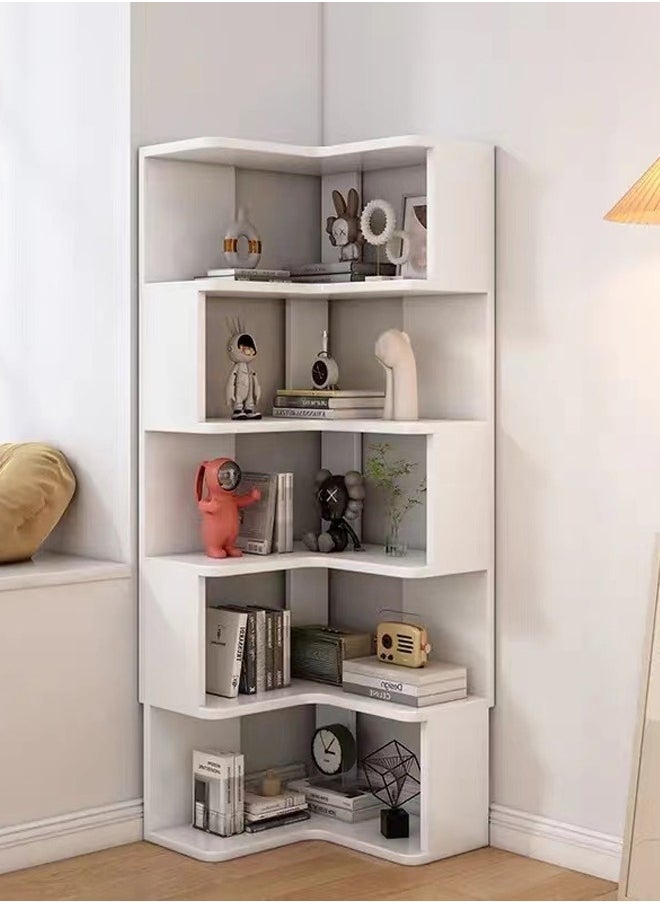 Raffine Multi Tiers Corner Bookshelf Bookcase Storage Rack Wood Corner Bookshelf for Study Room Living Room Office 30x30x160 cm  - Image 4