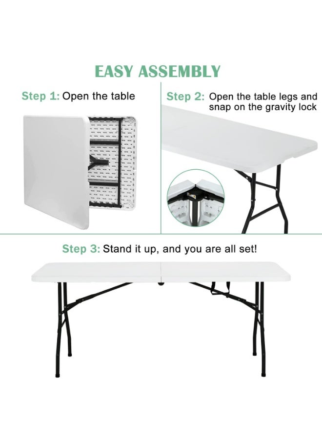 Arabest Foldable Lightweight Table, Durable Outdoor And Indoor Portable - White ,74.5 x 7.5 x 93 CM Folded , 180 x 74 x 74 Cm Unfolded - Image 5