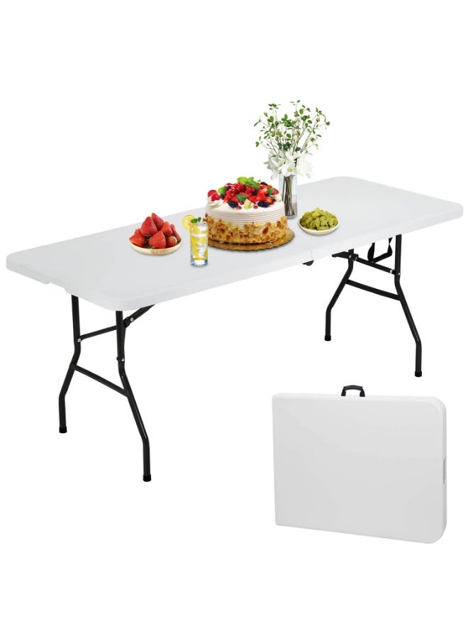 Arabest Foldable Lightweight Table, Durable Outdoor And Indoor Portable - White ,74.5 x 7.5 x 93 CM Folded , 180 x 74 x 74 Cm Unfolded - Image 1