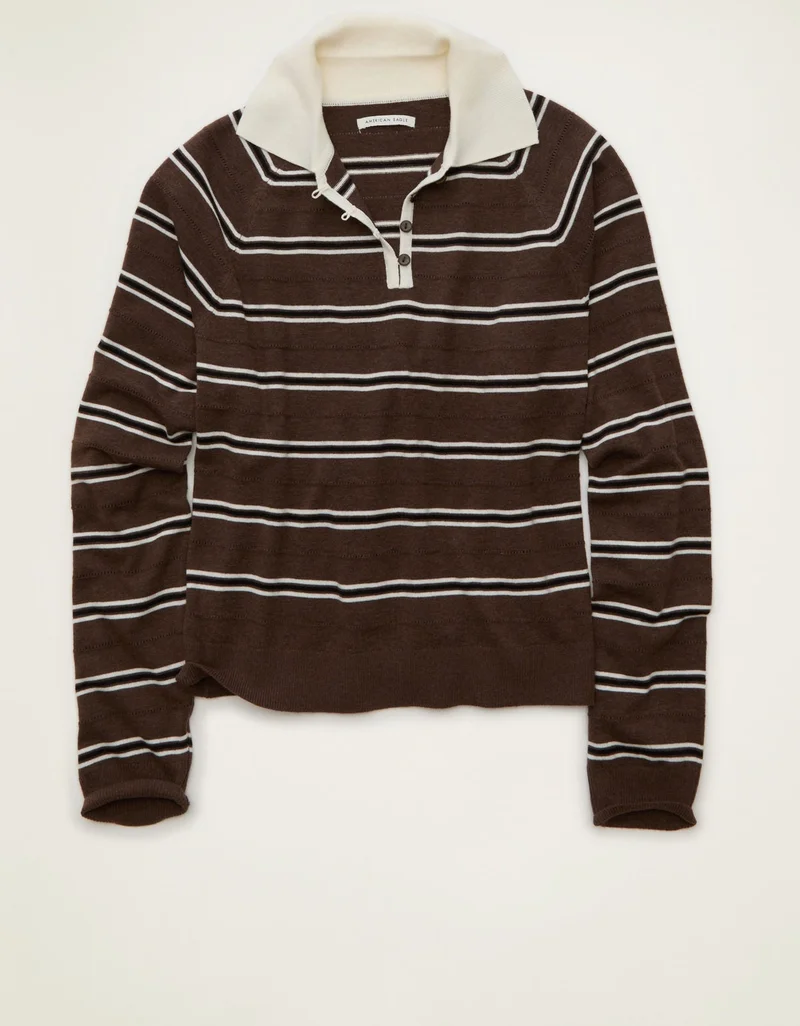 American Eagle  AE Oversized Button Up Sweater Polo for Women | Best Price UAE