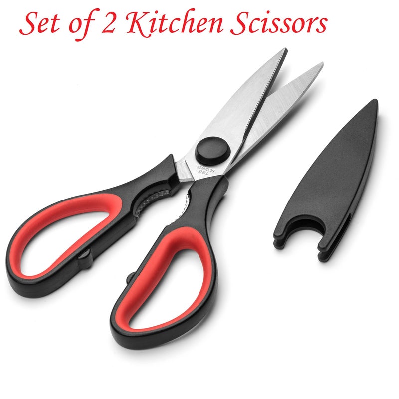 Silicone Designs Ultra Sharp Kitchen Scissors for Food - Heavy Duty, Serrated Stainless Steel Shears (Set of 2) - Image 4