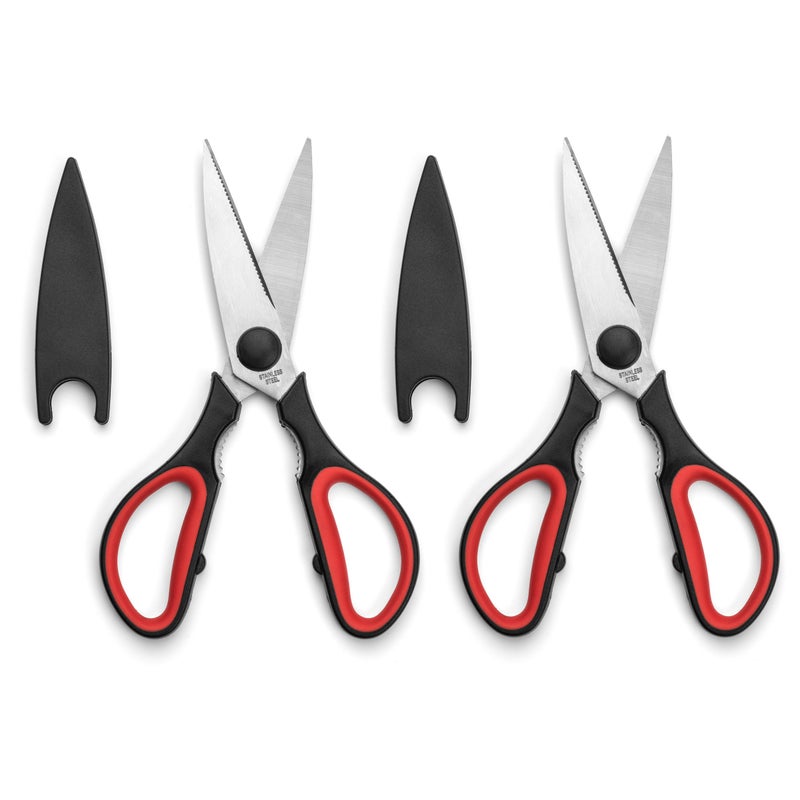 Silicone Designs Ultra Sharp Kitchen Scissors for Food - Heavy Duty, Serrated Stainless Steel Shears (Set of 2) - Image 1