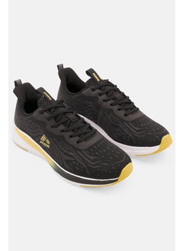 Men Lace Up Running Shoes, Black Combo