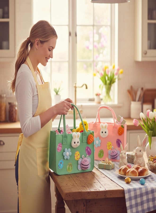MIRJXB Easter Bags, Easter Gift Bags with Handles for Treat Storage, Easter Party Favors Bags in Felt Material, Set of 2 Reusable Holiday Decorations - Image 5