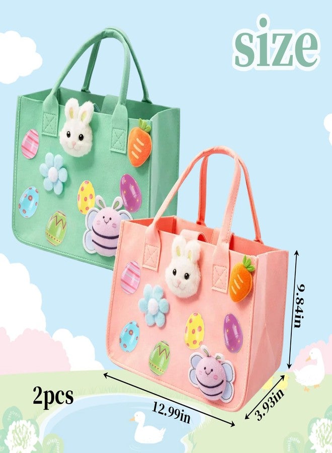 MIRJXB Easter Bags, Easter Gift Bags with Handles for Treat Storage, Easter Party Favors Bags in Felt Material, Set of 2 Reusable Holiday Decorations - Image 2