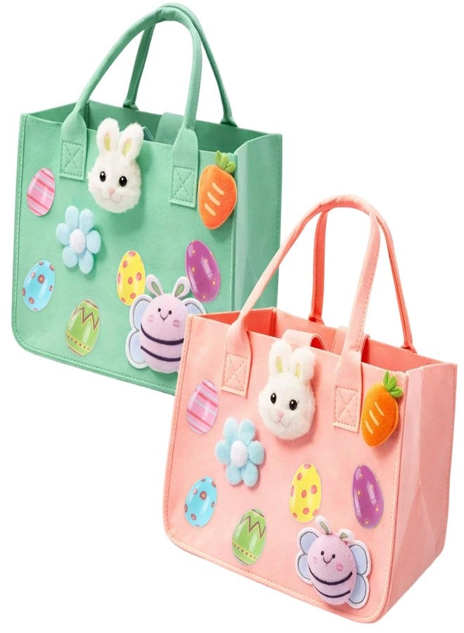 MIRJXB Easter Bags, Easter Gift Bags with Handles for Treat Storage, Easter Party Favors Bags in Felt Material, Set of 2 Reusable Holiday Decorations - Image 1