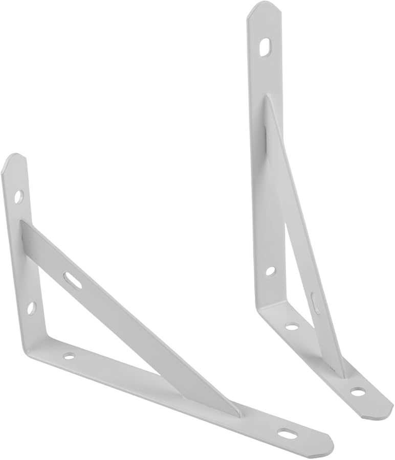 White 6 Inch L Shape Shelf Brackets 2 Pack Cold Rolled Steel for Home and Office Use - Image 2