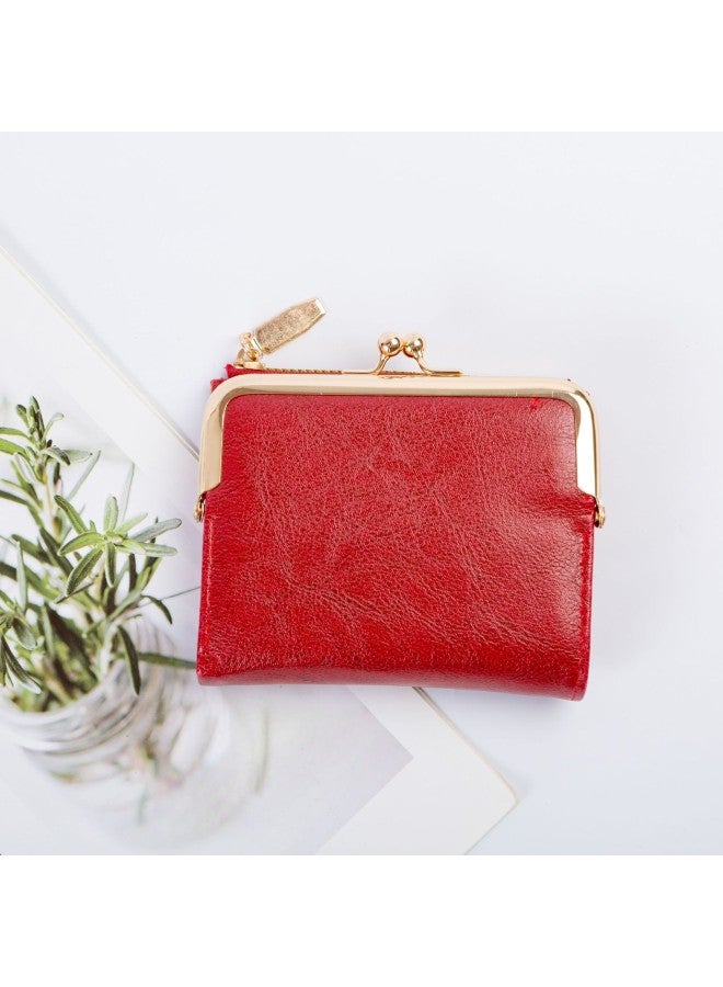 Xiangyin Leather Short Wallet Women's New Clip Coin Purse Retro Multi-functional Folding Wallet Card Holder For Women