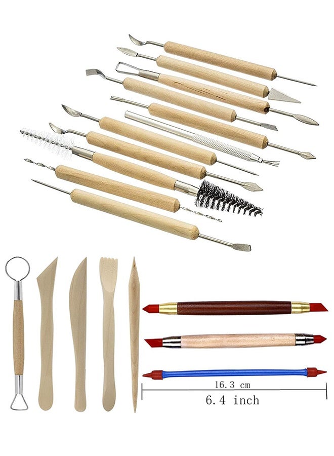Organizer Pottery Sculpting Tools 32PCS Ceramic Clay Carving Tools Set for Beginners Expert Art Crafts Kid's After School Pottery Classes Club Children Students - Image 4