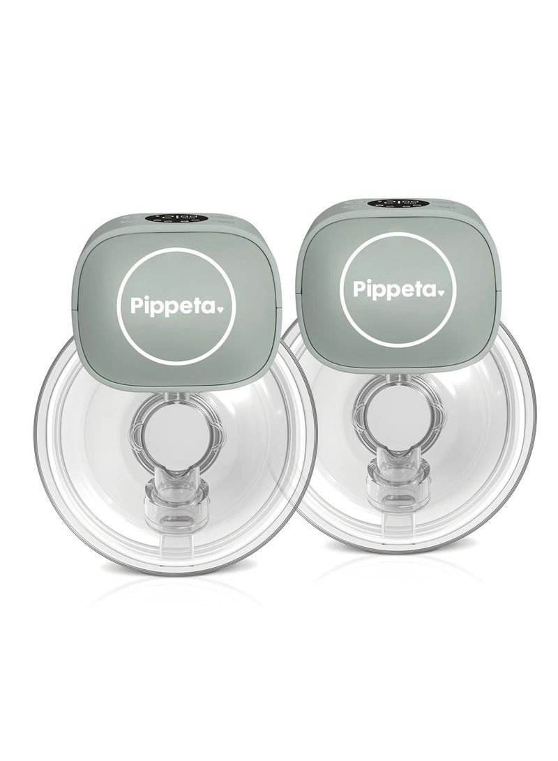 Pippeta Original Led Hands-Free Breast Pump 12 Suction Levels Modes Automatic Shut Off Timer Bpa, Pvc, Lead And Phthalates Free 180Ml Capacity – 2 Pack Sea Salt - Image 1