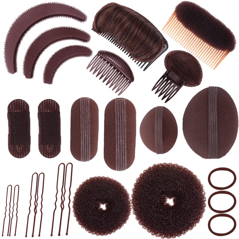 YOOOYOOO Hair Base Sponge Invisible Clip Comb Bump It Up Volume Tool False Pads Hair Bump Styling Insert Tool Extensions Accessories (Brown) - Image 1
