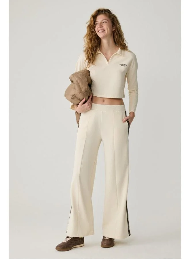 Urban Beat  Brıtta Women's Elastic Waist Wide-Leg Relaxed Ecru Sweatpants. for Women | Best Price UAE