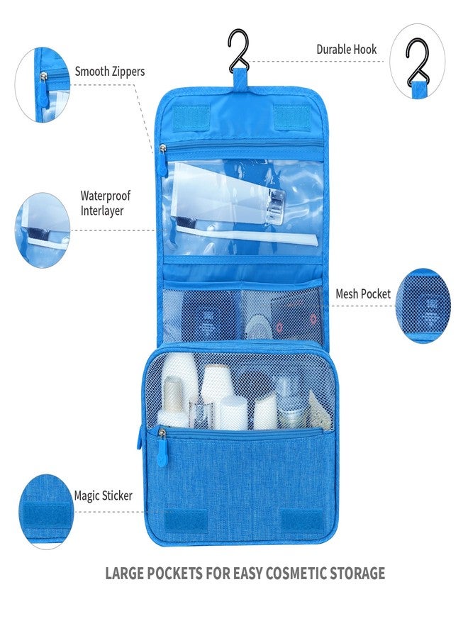 Lcsmaokin Large Capacity Toiletry Bag Travel Bag with Hanging Hook for Men and Women Waterproof Travel Cosmetic Bag Bathroom Storage Bag for Brushes Set, Full-Sized Shampoo, Toiletries, (Sky Blue) - Image 2