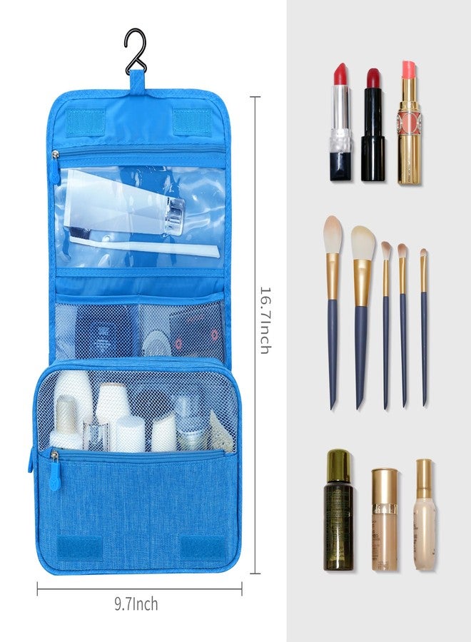 Lcsmaokin Large Capacity Toiletry Bag Travel Bag with Hanging Hook for Men and Women Waterproof Travel Cosmetic Bag Bathroom Storage Bag for Brushes Set, Full-Sized Shampoo, Toiletries, (Sky Blue) - Image 5