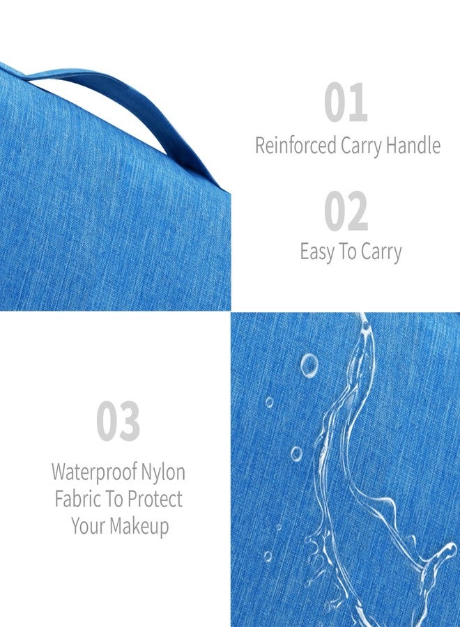 Lcsmaokin Large Capacity Toiletry Bag Travel Bag with Hanging Hook for Men and Women Waterproof Travel Cosmetic Bag Bathroom Storage Bag for Brushes Set, Full-Sized Shampoo, Toiletries, (Sky Blue) - Image 3