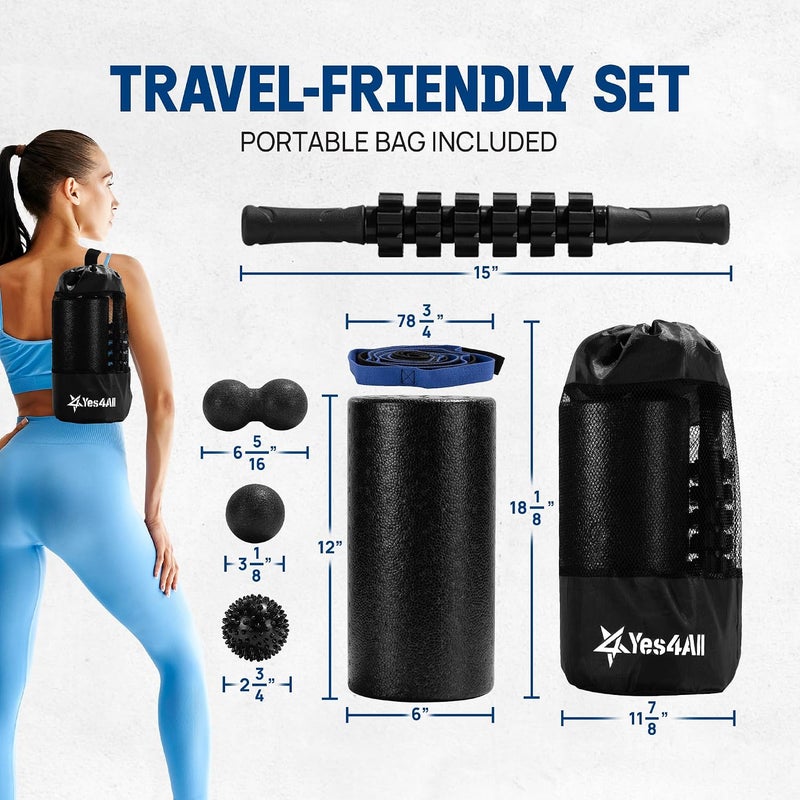 Yes4All High-Density Round Back Roller Foam, Exercise Foam Roller for Yoga, Pilates & Stretching - 12, 18, 24, 36 inch - Image 2