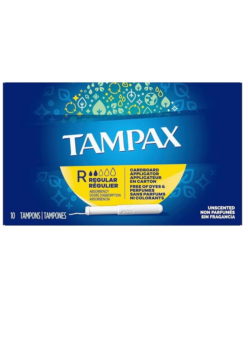 Tampax Cardboard Regular 10 Tampons With Cardboard Applicator Super Absorbent - Image 1