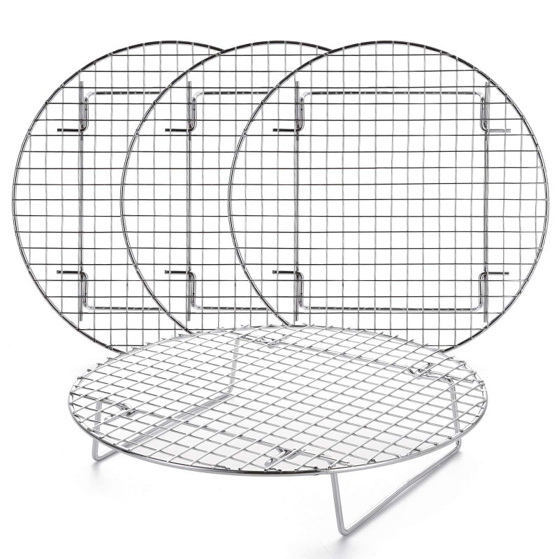 Foraineam Foraineam 4 Pack 105 inch Steamer Rack Round Grilling Rack for Cooling Steaming Baking Cooking Lifting Food in Pots Cake Pan Pressure Cooker and Oven