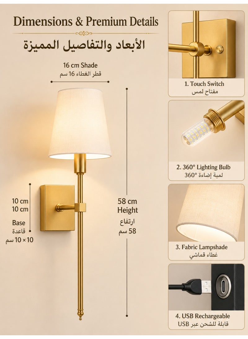 Three sheep 2 Pack Smart Wall Sconces, Rechargeable Battery LED Wall Lamps with Remote Control, Wall Mounted Sconce for Mirror Hallway Kitchen Bedroom Living Room Bathroom - Image 5