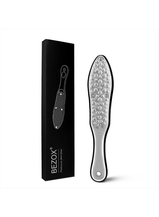 BEZOX Professional Foot File Callus Remover, Double Sided Pedicure Rasp for Cracked Heel and Dead Foot Skin - Heavy Duty Surgical Grade Stainless Steel - W/Cloth Storage Bag & Gift Box - Image 1
