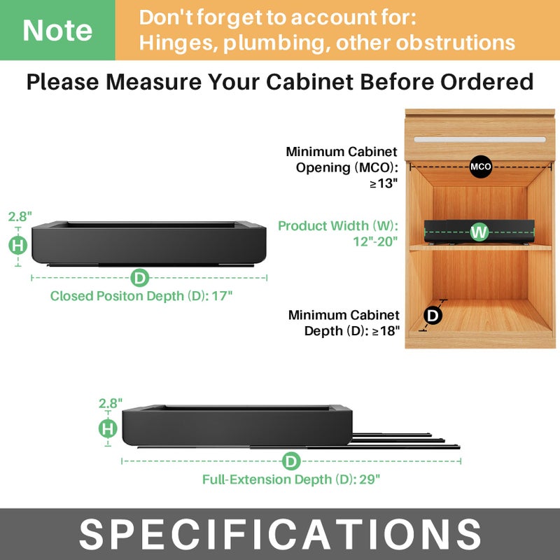 Kitstorack Pull out Cabinet Organizer, Wider Expandable(14"-24") Heavy Duty Slide out Drawers Fixed with Adhesive Nano Film for Pots and Pans, Roll out Shelf Storage for Kitchen Base Organization 2-Pack - Image 2