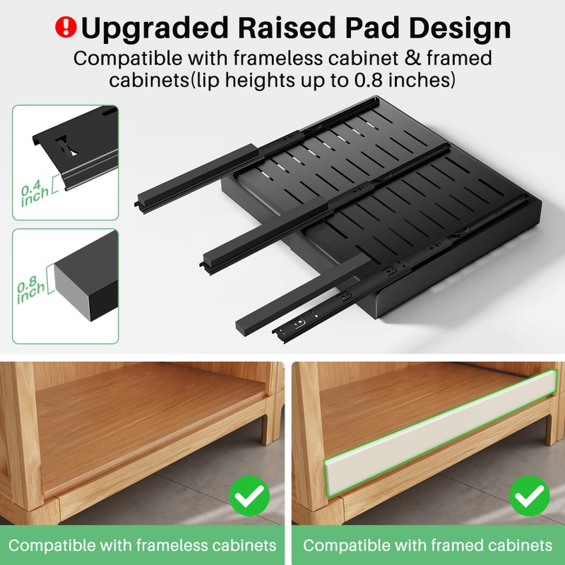 Kitstorack Pull out Cabinet Organizer, Wider Expandable(14"-24") Heavy Duty Slide out Drawers Fixed with Adhesive Nano Film for Pots and Pans, Roll out Shelf Storage for Kitchen Base Organization 2-Pack - Image 3