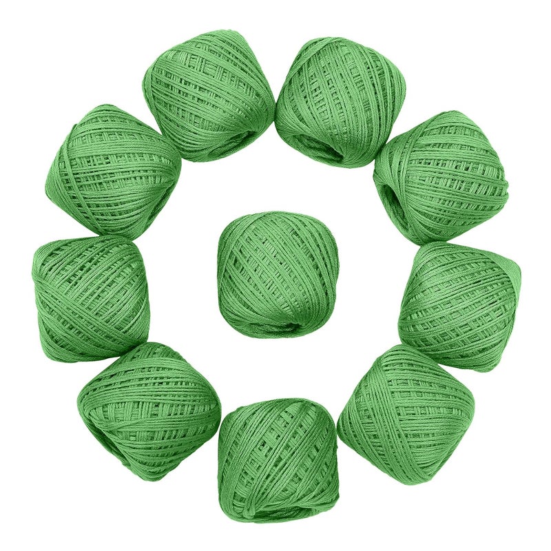 CORIOX Crochet Thread Set Of 10 Ball Crochet Cotton Thread Yarn For Knitting & Craft Making. Size 20 Gram 55 To 60 Mtr Approx (Green), 230 Gm - Image 2