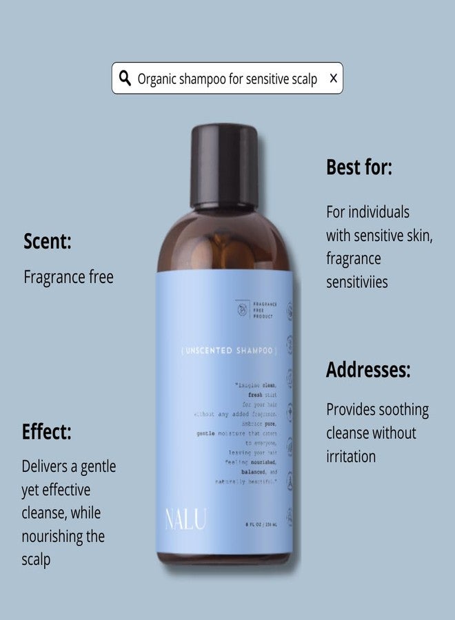 NALU Unscented Shampoo Infused with Organic Rosemary & Lavender Hydrosol. For Sensitive Scalp | Rejuvenating, Nourishing, Cleansing and Calming. All Hair Types, 8 Fl Oz. - Image 3
