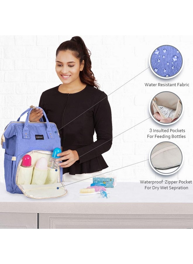 PACKNBUY Classic Diaper Bag for Mothers for Travel, Maternity Bag with Insulated Bottle Pockets, Water Resistant Baby Diaper Bag with Multiple Pockets for Newborn Baby Products (Blue) - Image 2
